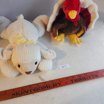 TY BEANIE BUDDY BABIES TURKEY GOBBLES and Lamb Sheep Baba