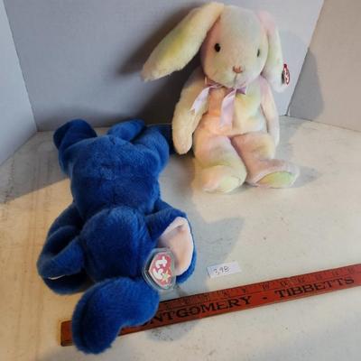 Ty beanie baby Hippie the bunny and Peanut the Elephant