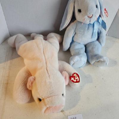 TY Beanie Buddy - Flippity the Baby Blue Bunny and Squealer” the Pig!