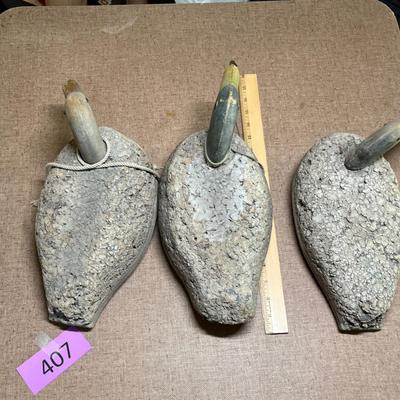 Lot of 3 cork duck decoys