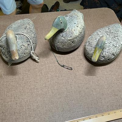 Lot of 3 cork duck decoys