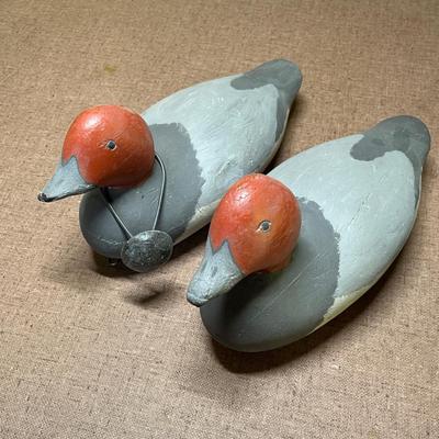 Orange head wood duck decoys