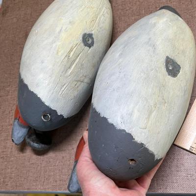 Orange head wood duck decoys