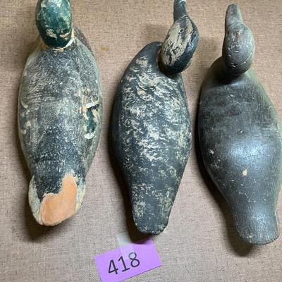 3 Old Wood Duck Decoys