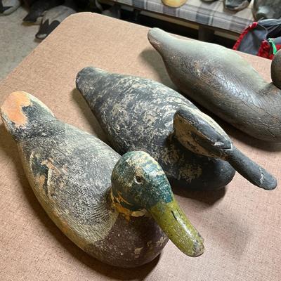 3 Old Wood Duck Decoys
