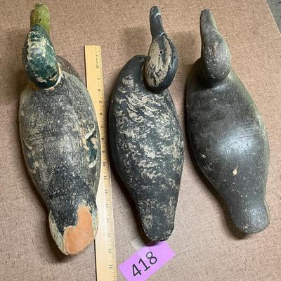 3 Old Wood Duck Decoys