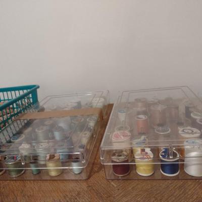 Accessories for Sewing/Fabric Care- Assortment of Thread, Iron, Ironing Board, Clothes Pins