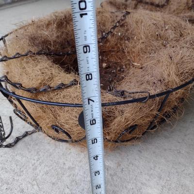 Three Metal Hanging Baskets with Coco Fiber Liners- Approx 14" in Diameter