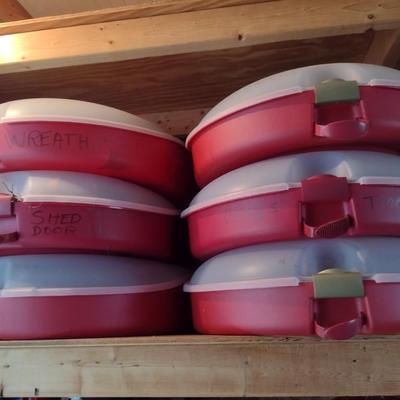 Seasonal Wreaths with Six Plastic Wreath Storage Boxes