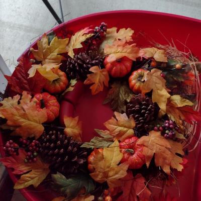 Seasonal Wreaths with Six Plastic Wreath Storage Boxes