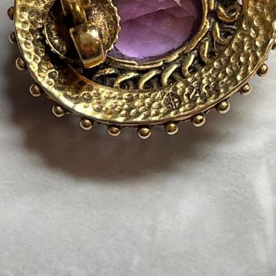 14k Gold & Amethyst Earrings & Gold & Amethyst Ring