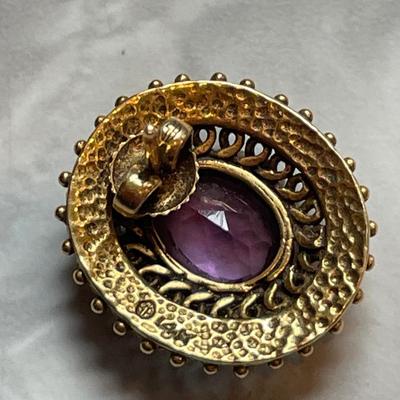 14k Gold & Amethyst Earrings & Gold & Amethyst Ring