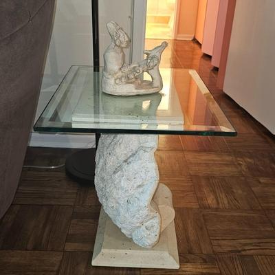 Rare Fossil Stone Shell Side Table