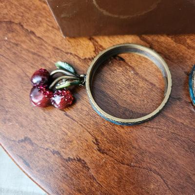 Jay Strongwater Cherry Charm Napkin Rings