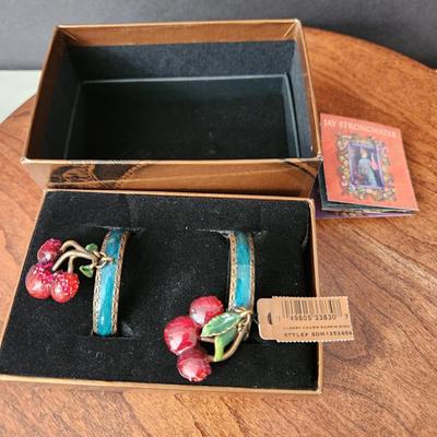 Jay Strongwater Cherry Charm Napkin Rings