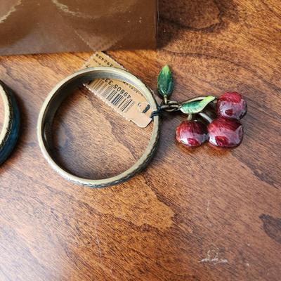 Jay Strongwater Cherry Charm Napkin Rings