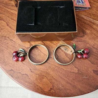 Jay Strongwater Cherry Charm Napkin Rings