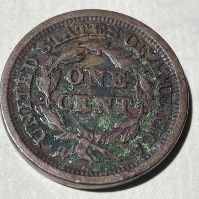 1849 CIRCULATED CONDITION U.S. BRAIDED HAIR LARGE CENT AS PICTURED.