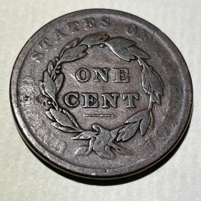 1838 CIRCULATED CONDITION U.S. CORONET VARIETY LARGE CENT AS PICTURED.