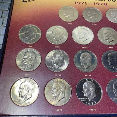 EISENHOWER DOLLAR COLLECTION 1971-1978 (21-COINS) FROM UNCIRCULATED-PROOF CONDITION AS PICTURED.