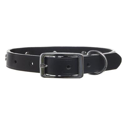 NWT Top Paw Solid Leather Fixed Dog Collar BLACK LARGE