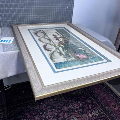 Framed Watercolor Large, Gold Tone Frame
