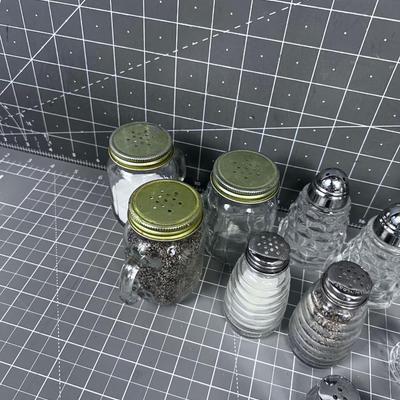 Mostly all Clear Glass SALT & PEPPER Shakers
