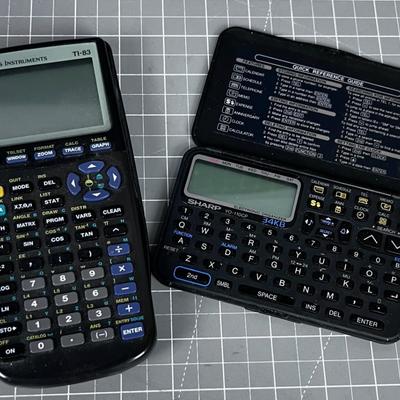 Texas Instrument TI 83 Graphic Calculator and Sharp Calculator