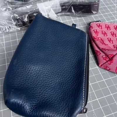 Dooney & Bourke Accessories; 2 make up Bags, 2 straps and 1 key fob