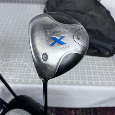 Golf Clubs & Bag, Mostly Woods and a putter