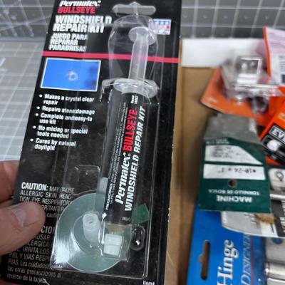 Garage Parts; Hinges Nuts and Bolts, Glue