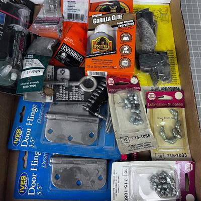 Garage Parts; Hinges Nuts and Bolts, Glue