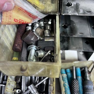 Parts Bin Full of Taps & Die, Alan Wrenches, Etc.