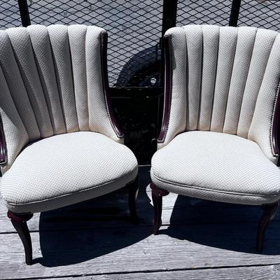 Pair of Queen Anne Parlor Chairs, Butter Tone