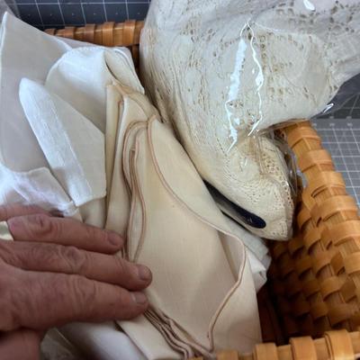 Basket of Linens Either New or Vintage