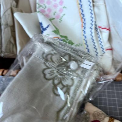 Basket of Linens Either New or Vintage
