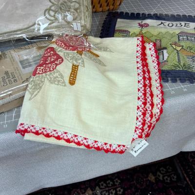 Basket of Linens Either New or Vintage