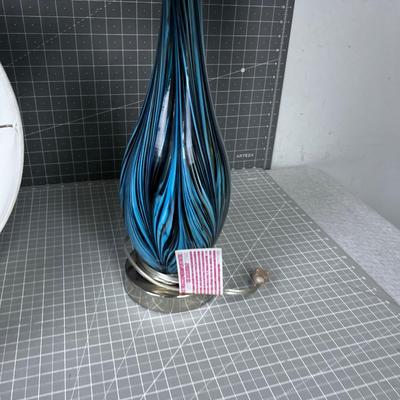 Pair of Modern Glass Table Lamps with Shades (2) BLUISH