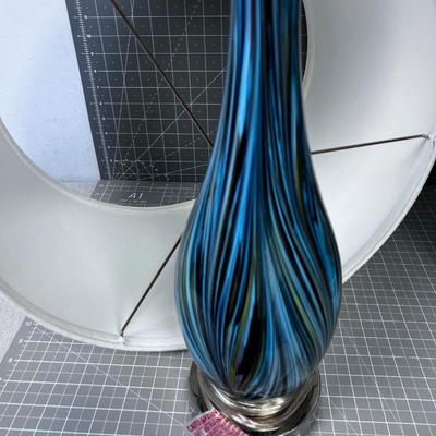 Pair of Modern Glass Table Lamps with Shades (2) BLUISH
