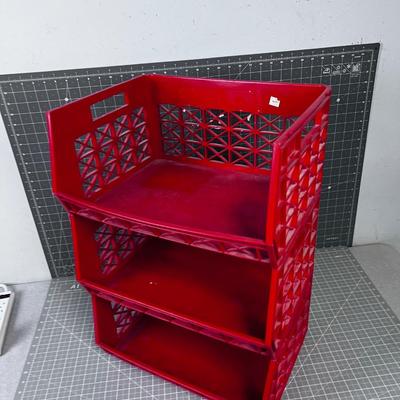 3 Red Stacking Plastic Bins
