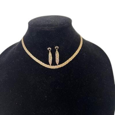 Tested 14K Gold Necklace and Earrings Set [9.08g]