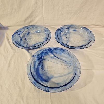 Pyrex Watercolor Blue Lagoon & Anchor Hocking Blue Glass Bakeware (K-JS)