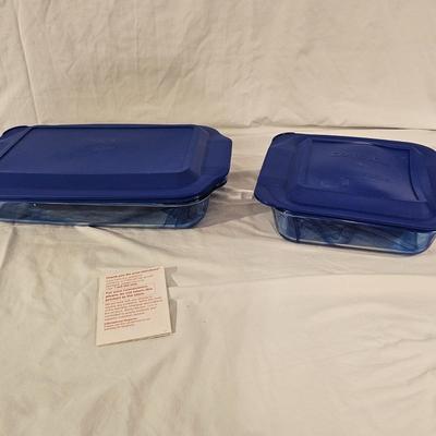 Pyrex Watercolor Blue Lagoon & Anchor Hocking Blue Glass Bakeware (K-JS)