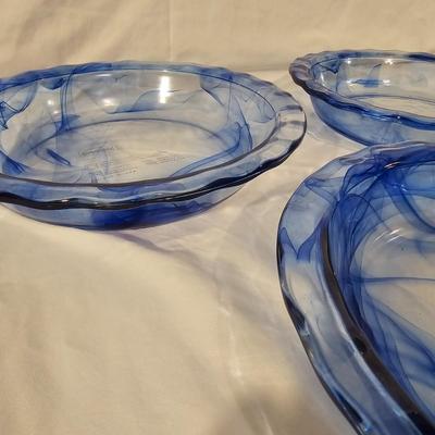 Pyrex Watercolor Blue Lagoon & Anchor Hocking Blue Glass Bakeware (K-JS)