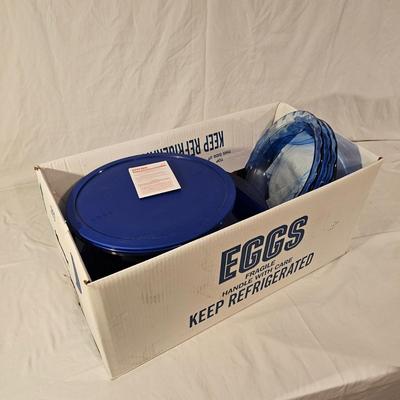 Pyrex Watercolor Blue Lagoon & Anchor Hocking Blue Glass Bakeware (K-JS)