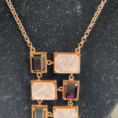 Rose quartz & onyx necklace and Lee Sands set