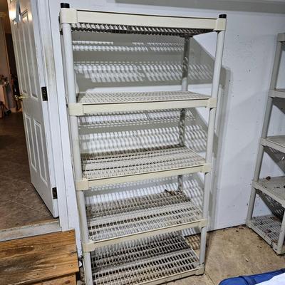 Six Tan Plastic Storage Shelves (G-JS)