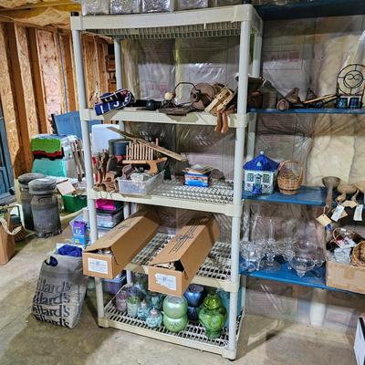Six Tan Plastic Storage Shelves (G-JS)