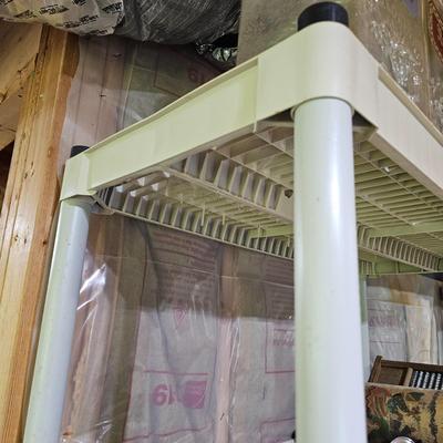 Six Tan Plastic Storage Shelves (G-JS)
