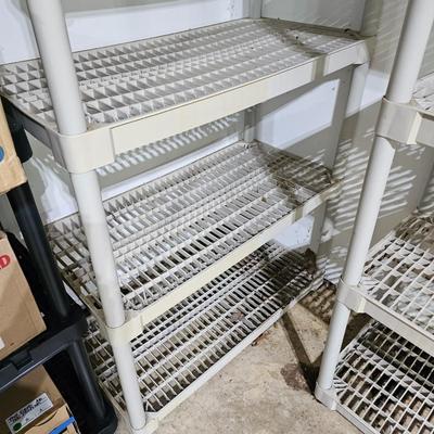 Six Tan Plastic Storage Shelves (G-JS)